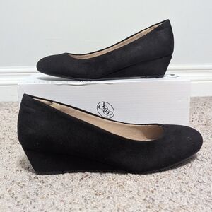 Centro Point Black Wedge Shoes